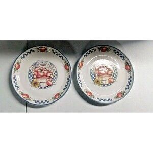 2 Vtg International Tableworks Appletime 1995 Salad Plates 8”